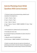 Exercise Physiology Exam MCQS Questions With Correct Answers 