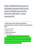 FINAL EXAMINATIONS Anatomy & Physiology Questions With Correct Answers &lpar;Verified Answers&rpar; Plus Rationales 2026 Q&A &vert; Comprehensive A&P Final Exam Study Guide & Practice Test &vert; Instant Download PDF