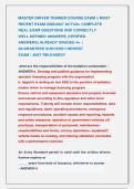 MASTER DRIVER TRAINER COURSE EXAM &vert;&vert; MOST &NewLine;RECENT EXAM 2026&vert;2027 ACTUAL COMPLETE           &NewLine;REAL EXAM QUESTIONS AND CORRECTLY                  &NewLine;WELL DEFINED ANSWERS &lpar;VERIFIED                       &NewLine;ANSWERS&rpar; ALREADY GRADED A&plus; &vert;                  &NewLine;GUARA