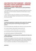 CNA PRACTICE TEST 2026&sol;2027 &ndash; UPDATED MULTIPLE CHOICE QUESTIONS & VERIFIED ANSWERS &vert; CNA EXAM PREP