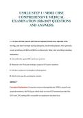 USMLE STEP 1 &sol; NBME CBSE&NewLine;COMPREHENSIVE MEDICAL&NewLine;EXAMINATION 2026&sol;2027 QUESTIONS&NewLine;AND ANSWERS