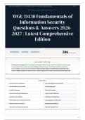 WGU D430 Fundamentals of Information Security Questions & Answers 2026-2027 Latest Comprehensive Edition