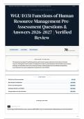 WGU D351 Functions of Human Resource Management Pre-Assessment Questions & Answers 2026-2027 Verified Review