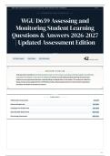 WGU D659 Assessing and Monitoring Student Learning Questions & Answers 2026-2027 Updated Assessment Edition