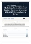 WGU D077 Concepts in Marketing&comma; Sales & Customer Contact Questions & Answers 2026-2027 Comprehensive Review
