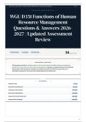 WGU D351 Functions of Human Resource Management Questions & Answers 2026-2027 Updated Assessment Review