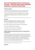 WGU C273 INTRODUCTION TO SOCIOLOGY OA 2026 &ndash; UPDATED QUESTIONS & VERIFIED ANSWERS &vert; COMPLETE EXAM PREP