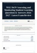 WGU D659 Assessing and Monitoring Student Learning Questions & Answers 2026-2027 Latest Exam Review