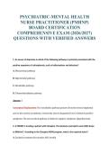 PSYCHIATRIC-MENTAL HEALTH&NewLine;NURSE PRACTITIONER &lpar;PMHNP&rpar;&NewLine;BOARD CERTIFICATION&NewLine;COMPREHENSIVE EXAM &lpar;2026&sol;2027&rpar;&NewLine;QUESTIONS WITH VERIFIED ANSWERS