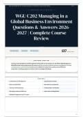 WGU C202 Managing in a Global Business Environment Questions & Answers 2026-2027 Complete Course Review