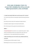 ISYE 6501 INTRODUCTION TO&NewLine;ANALYTICS MODELING FINAL EXAM&NewLine;PREP QUESTIONS AND ANSWERS