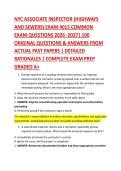 NYC ASSOCIATE INSPECTOR &lpar;HIGHWAYS &NewLine;AND SEWERS&rpar; EXAM 4015 COMMON &NewLine;EXAM QUESTIONS 2026 -2027&vert; 100 &NewLine;ORIGINAL QUESTIONS & ANSWERS FROM &NewLine;ACTUAL PAST PAPERS &vert; DETAILED &NewLine;RATIONALES &vert; COMPLETE EXAM PREP &NewLine;GRADED A&plus; 