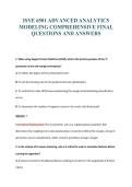ISYE 6501 ADVANCED ANALYTICS&NewLine;MODELING COMPREHENSIVE FINAL&NewLine;QUESTIONS AND ANSWERS