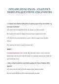 ISYE 6501 FINAL EXAM - ANALYTICS&NewLine;MODELING QUESTIONS AND ANSWERS