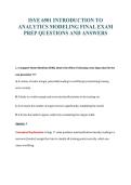 ISYE 6501 INTRODUCTION TO&NewLine;ANALYTICS MODELING FINAL EXAM&NewLine;PREP QUESTIONS AND ANSWERS