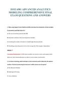ISYE 6501 ADVANCED ANALYTICS&NewLine;MODELING COMPREHENSIVE FINAL&NewLine;EXAM QUESTIONS AND ANSWERS
