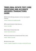 TREES REAL ESTATE TEST CORE&NewLine;QUESTIONS AND ACCURATE&NewLine;ANSWERS TRANSACTIONS&NewLine;GUIDE