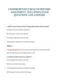 COMPREHENSIVE HEALTH HISTORY&NewLine;ASSESSMENT&colon; TINA JONES EXAM&NewLine;QUESTIONS AND ANSWERS