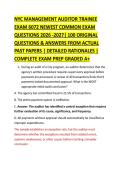 NYC MANAGEMENT AUDITOR TRAINEE &NewLine;EXAM 6072 NEWEST COMMON EXAM &NewLine;QUESTIONS 2026 -2027&vert; 100 ORIGINAL &NewLine;QUESTIONS & ANSWERS FROM ACTUAL &NewLine;PAST PAPERS &vert; DETAILED RATIONALES &vert; &NewLine;COMPLETE EXAM PREP GRADED A&plus; 