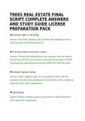 TREES REAL ESTATE FINAL&NewLine;SCRIPT COMPLETE ANSWERS&NewLine;AND STUDY GUIDE LICENSE&NewLine;PREPARATION PACK
