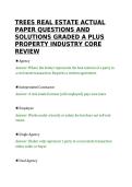 TREES REAL ESTATE ACTUAL&NewLine;PAPER QUESTIONS AND&NewLine;SOLUTIONS GRADED A PLUS&NewLine;PROPERTY INDUSTRY CORE&NewLine;REVIEW