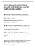 NR 442 COMMUNITY HEALTH NURSING&NewLine;EXAMPREP STUDY SHEET WITH COMPLETE&NewLine;QUESTIONS AND SOLUTIONS
