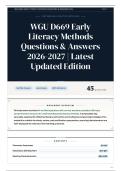 WGU D669 Early Literacy Methods Questions & Answers 2026&sol;2027 Latest Updated Edition