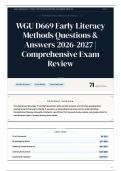 WGU D669 Early Literacy Methods Questions & Answers 2026&sol;2027 Comprehensive Exam Review