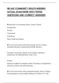 NR 442 COMMUNITY HEALTH NURSING&NewLine;ACTUAL EXAM PAPER WITH TESTED&NewLine;QUESTIONS AND CORRECT ANSWERS