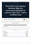 WGU D669 Early Literacy Methods Objective Assessment Questions & Answers 2026&sol;2027 Latest Verified Exam