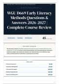 WGU D669 Early Literacy Methods Questions & Answers 2026&sol;2027 Complete Course Review