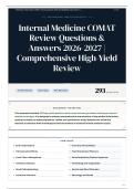 Internal Medicine COMAT Review Questions & Answers 2026&sol;2027 Comprehensive High-Yield Review