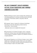 NR 442 COMMUNITY HEALTH NURSING&NewLine;ACTUAL EXAM QUESTIONS AND VERIFIED&NewLine;ANSWERS EXAM PREP