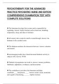 PSYCHOTHERAPY FOR THE ADVANCED&NewLine;PRACTICE PSYCHIATRIC NURSE 2ND EDITION&NewLine;COMPREHENSIVE EXAMINATION TEST WITH&NewLine;COMPLETE SOLUTIONS