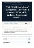 WGU C239 Principles of Management Questions & Answers 2026-2027 Updated Assessment Review