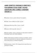 AMNH GENETICS GENOMICS GENETHICS&NewLine;FOR NURSING EXAM SCRIPT SOLVED&NewLine;QUESTIONS AND CORRECT ANSWERS&NewLine;GRADED A&plus;