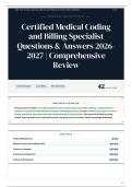 Certified Medical Coding and Billing Specialist Questions & Answers 2026-2027 Comprehensive Review