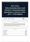 WGU D413 Telecommunications and Wireless Communications Questions & Answers 2026&sol;2027 VNO1 Edition