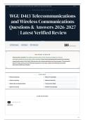 WGU D413 Telecommunications and Wireless Communications Questions & Answers 2026&sol;2027 Latest Verified Review