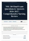NSG 318 Final Exam Questions & Answers 2026-2027 Comprehensive Nursing Review