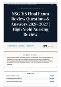 NSG 318 Final Exam Review Questions & Answers 2026-2027 High-Yield Nursing Review