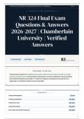 NR 324 Final Exam Questions & Answers 2026-2027 Chamberlain University Verified Answers