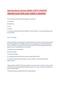 Hall Anesthesia Review EXAM LATEST UPDATED VERSION QUESTIONS AND CORRECT ANSWERS