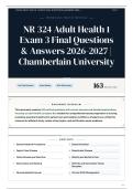 NR 324 Adult Health 1 Exam 3 Final Questions & Answers 2026-2027 Chamberlain University