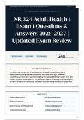 NR 324 Adult Health 1 Exam 1 Questions & Answers 2026-2027 Updated Exam Review