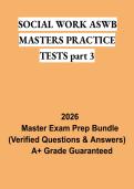 Social Work ASWB Masters Practice Tests Part 3 PDF &vert; Study Guide&comma; Practice Questions & Social Work Licensing Exam Prep 2026
