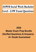 ASWB Social Work Bachelor Level &ndash; LSW Exam Questions PDF &vert; Study Guide&comma; Practice Tests & Licensing Exam Review 2026