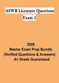 ASWB Licensure Questions Exam 2 PDF &vert; Social Work Licensing Practice Questions&comma; Answers & Exam Review 2026
