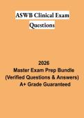 ASWB Clinical Exam Questions PDF &vert; Clinical Social Work Study Guide&comma; Practice Questions & LCSW Licensing Exam Review 2026