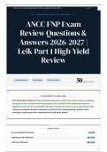 ANCC FNP Exam Review Questions & Answers 2026-2027 Leik Part 1 High-Yield Review